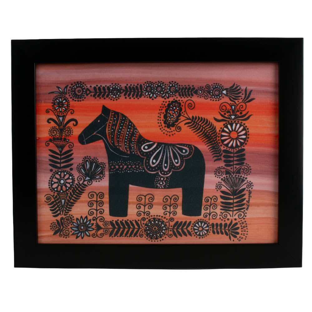 Framed Batik Print - Dala Horse w/Flowers