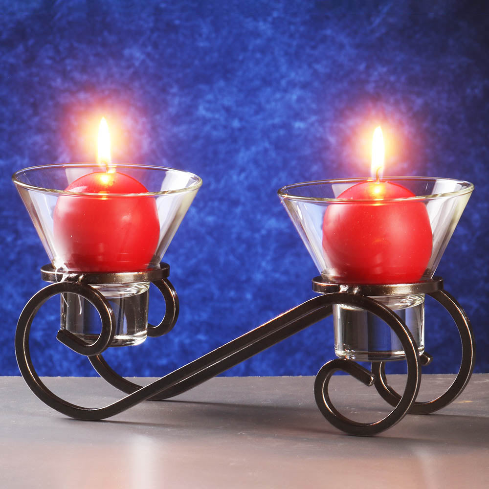 Danish Iron Low Double S Candleholder