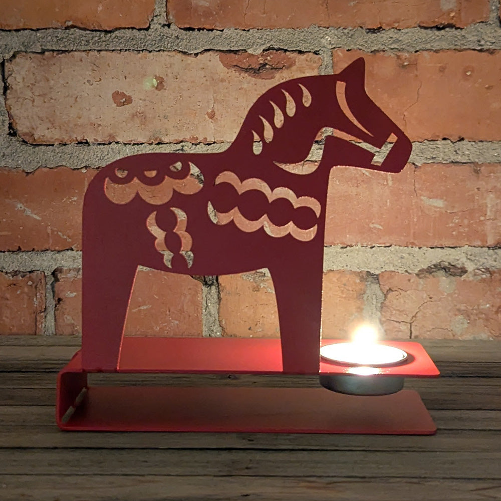 Dala Horse Metal Tealight Candleholder
