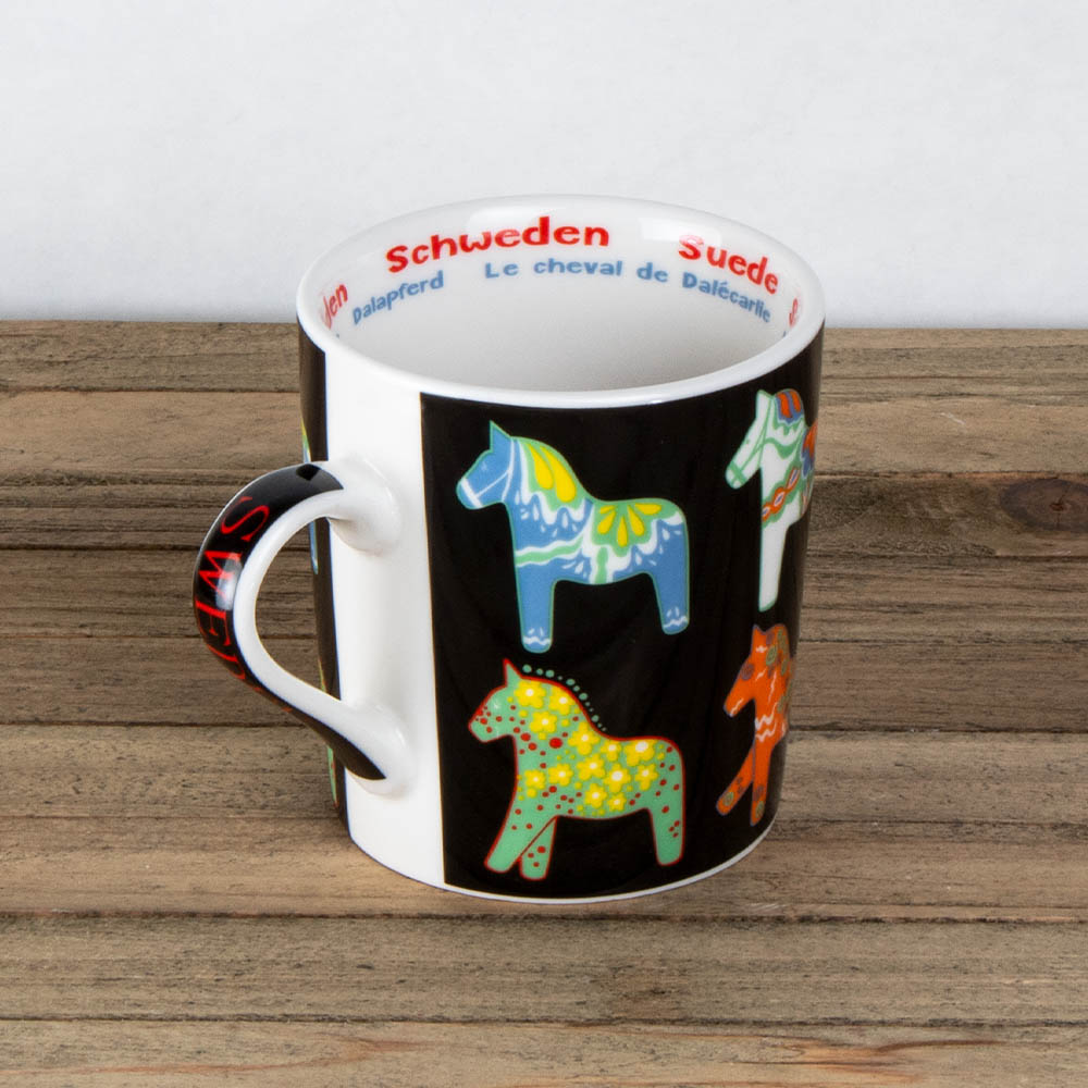 Black Mug with Dala Horses