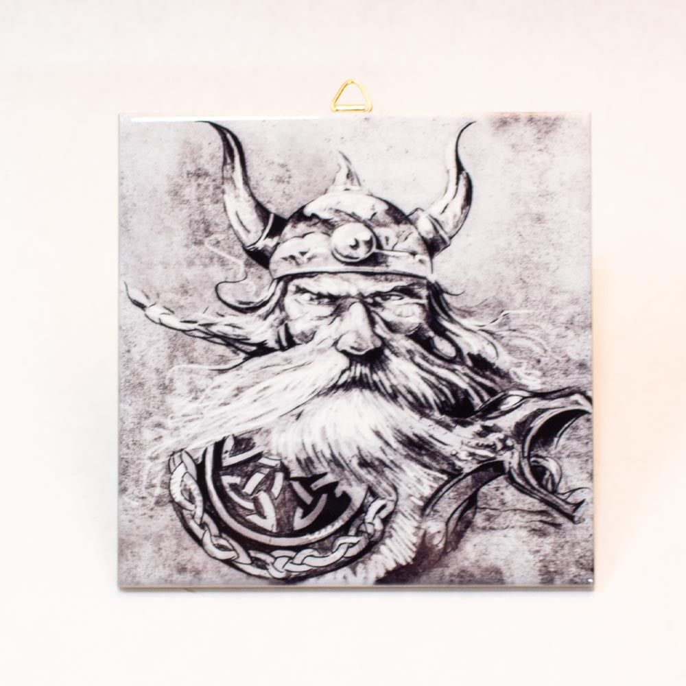 Tile - Viking in Black and White