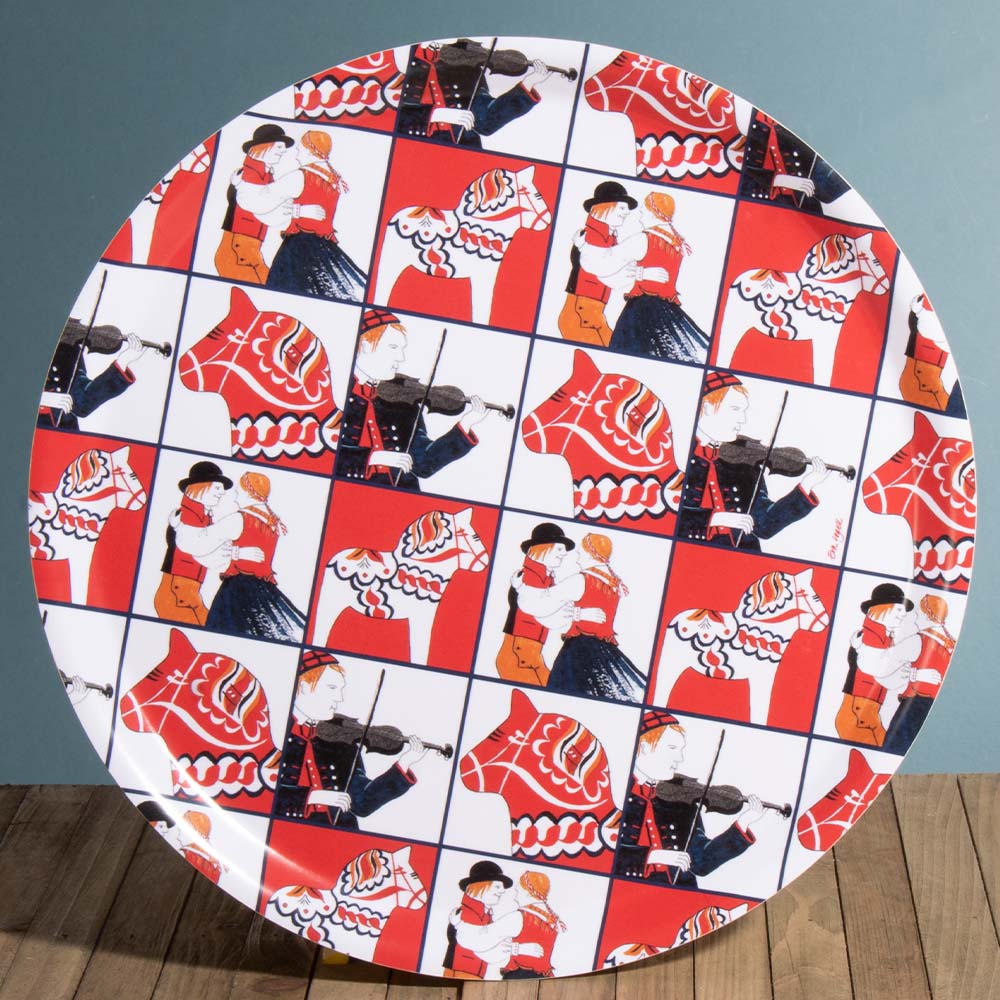 Tray - Folkdancers & Dala Horses, 15" round