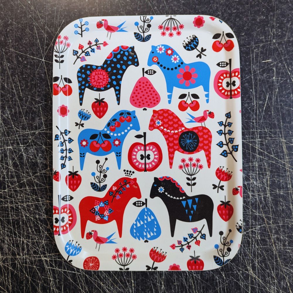 Tray - Floral Dala Horses
