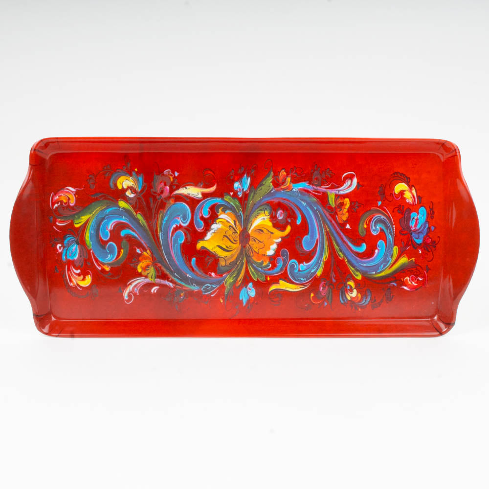 Red Rosemaling Almond Cake Tray