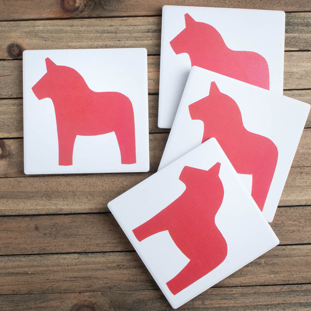 Dala Horse Silhouette Coasters
