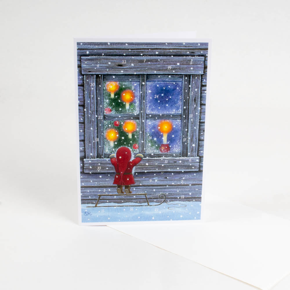 Advent Calendar Card - Peeking at Tree