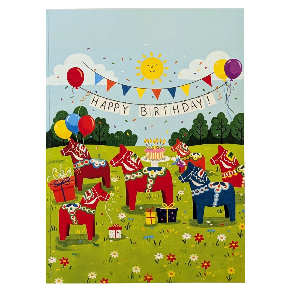 Dala Horse Birthday Party, Single Card