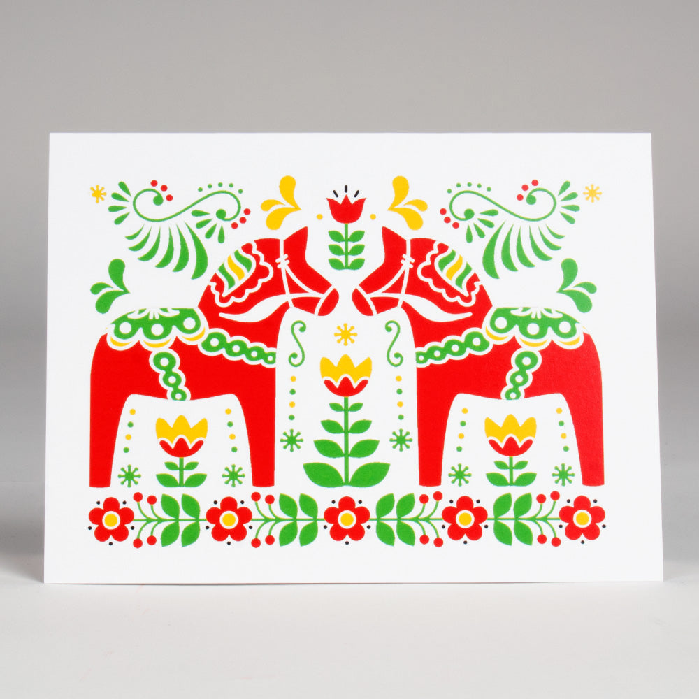 Red Dala Horses Boxed Cards