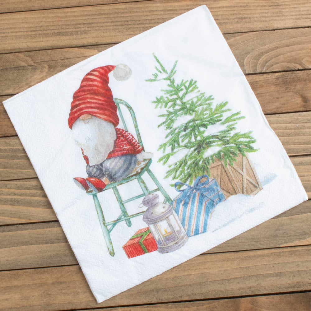 Lunch Napkins - Tomte on Chair