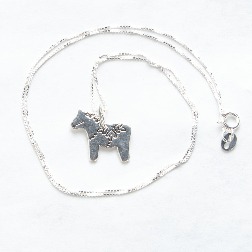 Sterling Silver Dala Horse Necklace