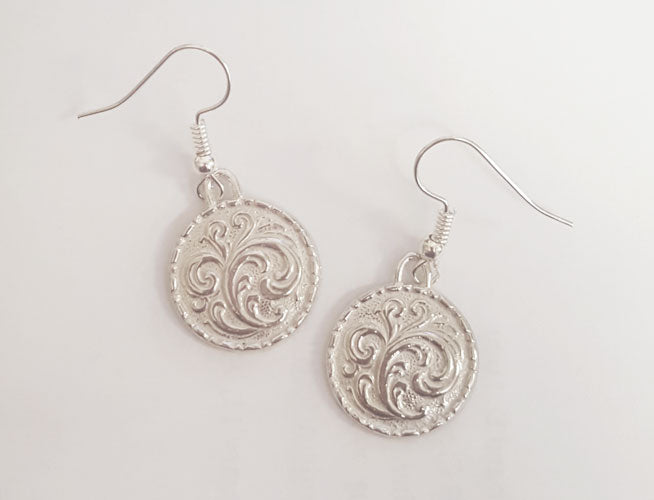 Sterling Silver Earrings - Rosemaling