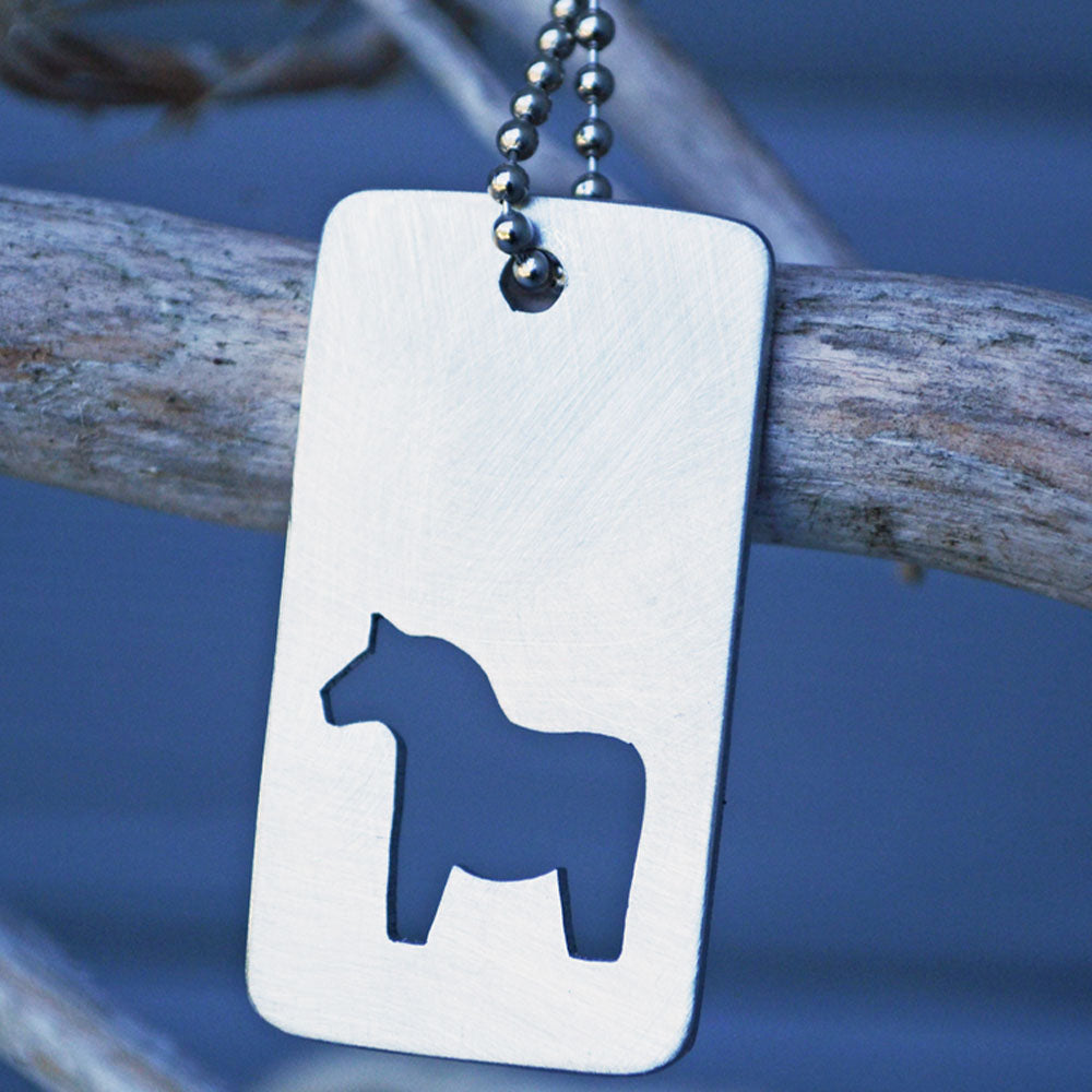 Dala Horse Dog Tag Necklace