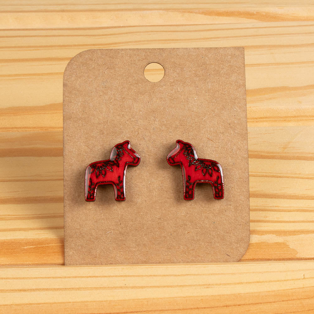 Earrings - Dala Horse Studs