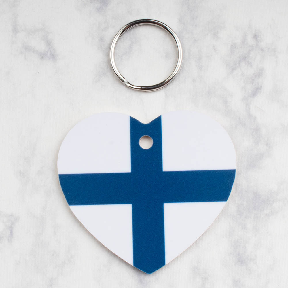 Scandinavian Flag Heart Keyring