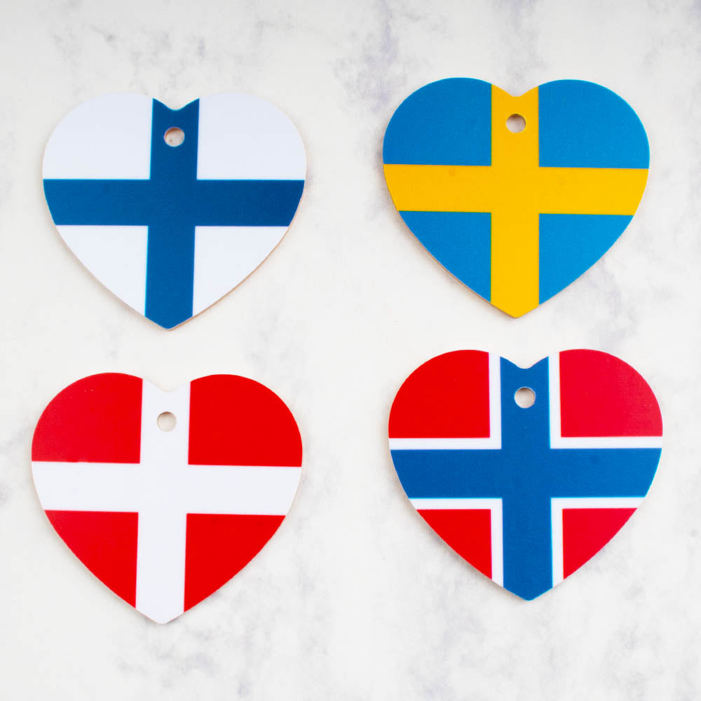 Scandinavian Flag Heart Keyring