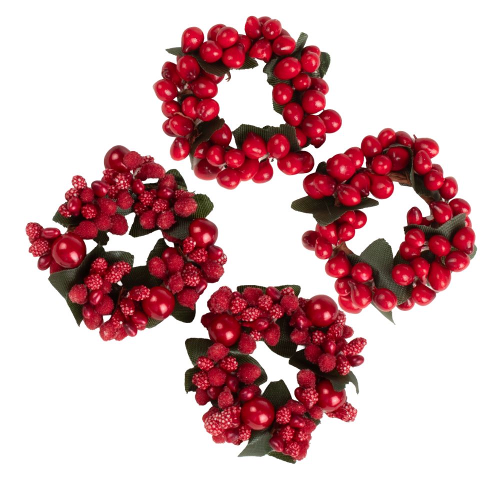 Lingonberry Candlerings - Set of 4