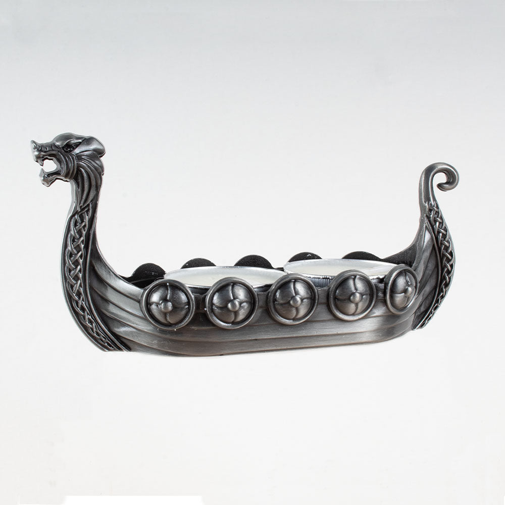 Pewter Viking Ship with Tea Lights