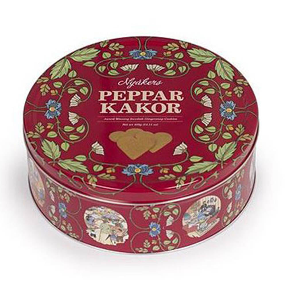 Nyåkers Pepparkakor Cookie Tin - Red/Hearts