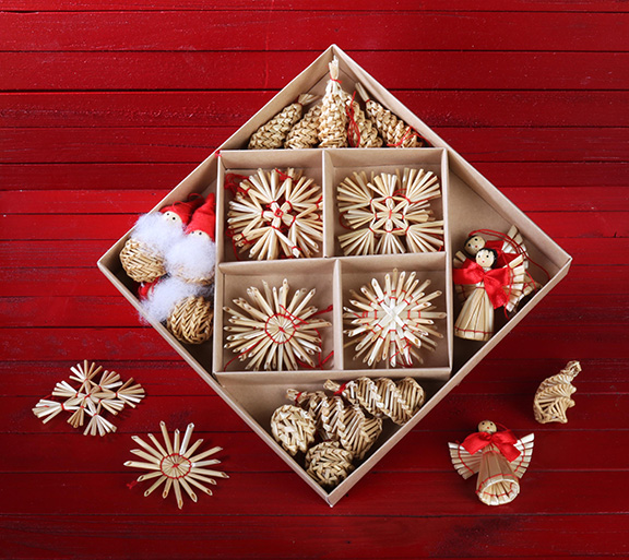 Hemslojd Swedish Gifts: Straw Ornaments - 30 piece