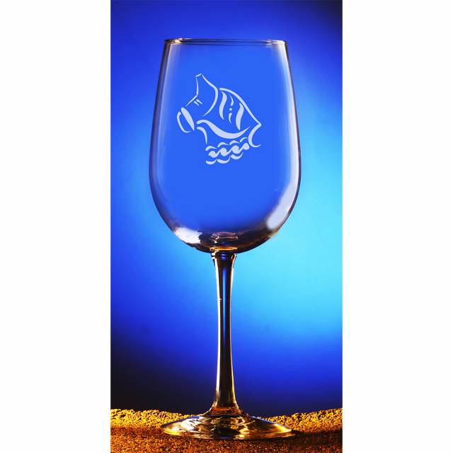 Etched Crystal Wine Glasses w/ Dala Horse 20 oz, set of 4