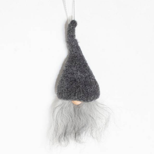 Ornament - Handcrafted Gray Felted Hat Tomte - Thumbnail 4