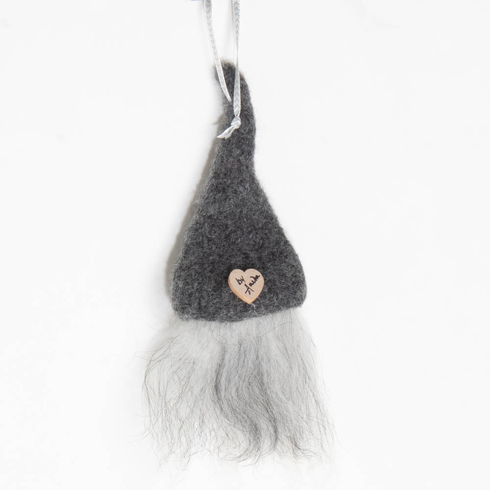 Ornament - Handcrafted Gray Felted Hat Tomte - Thumbnail 2