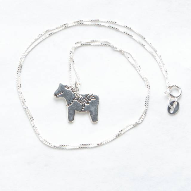 Sterling Silver Dala Horse Necklace